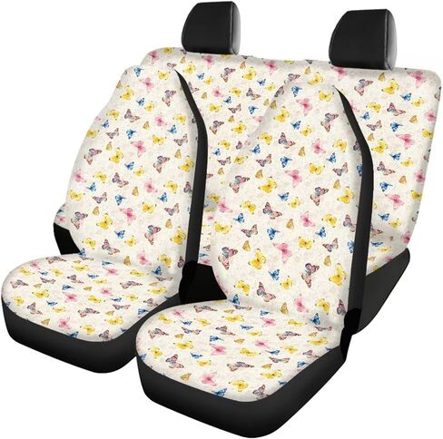 Retro Ditsy Floral Print Stylish Front Seat Covers and Rear Bench Cute Flower Seat Covers Full Set Vehicle Cushion Cover Nonslip Breathable Fit for Most Sedan Truck SUV in Saudi Arabia