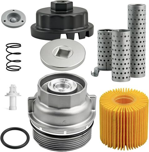 Aluminum Oil Filter Housing Cap Kits Replaces 15620-31060 Fits Toyota Camry Tundra Tacoma RAV4 Highlander 4Runner Sienna & Lexus ES350 RX350 RX450h LS460 (2005-2019) in Saudi Arabia