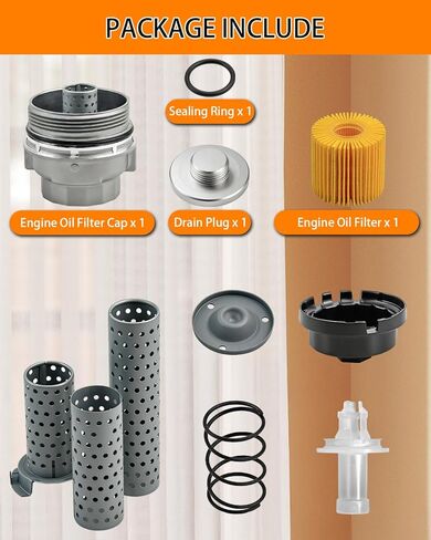 Aluminum Oil Filter Housing Cap Kits Replaces 15620-31060 Fits Toyota Camry Tundra Tacoma RAV4 Highlander 4Runner Sienna & Lexus ES350 RX350 RX450h LS460 (2005-2019) in Saudi Arabia