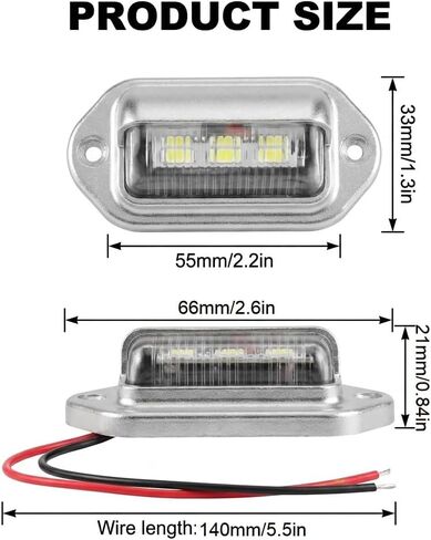 10-Pack 6 LED License Plate Lights, Waterproof 12V-24V White LED Tag Lights for Truck SUV Trailer RV Boat, Silver Housing in Saudi Arabia