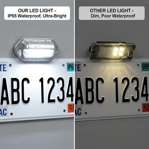 10-Pack 6 LED License Plate Lights, Waterproof 12V-24V White LED Tag Lights for Truck SUV Trailer RV Boat, Silver Housing in Saudi Arabia