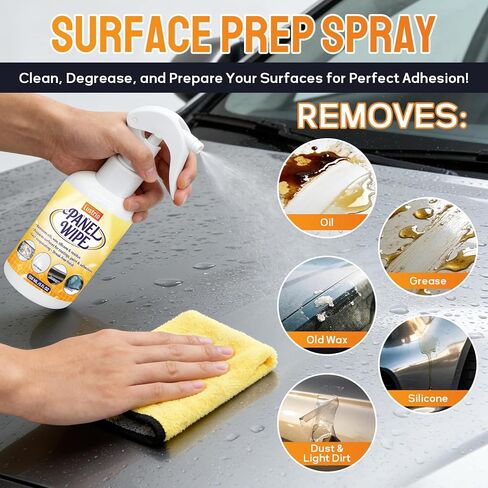 Car Surface Prep Spray – Panel Wipe & Pre-Paint Degreaser for Ceramic Coating, PPF, Vinyl Wrap – Removes Wax, Grease, Silicone – Fast Drying, No Residue – Safe on Clear Coat – Towel Included-5oz in Saudi Arabia