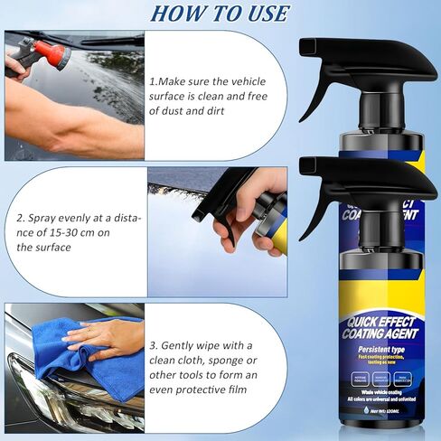2Pcs Car Nano Coating Spray,Quick Effect Coating Agent for Car, Upgrade Advanced Car Quick-acting Coating Agent Spray, Coat Car Wax for Scratch Repair, Oil Film Removal, Long-Lasting Hydrophobic Coat in Saudi Arabia
