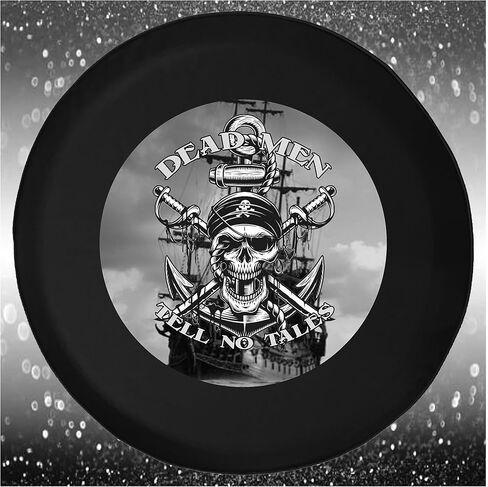 غطاء إطار RV مقاس 30 بوصة من Dead Men Tell No Tales Pirate باللون الأسود in Kuwait