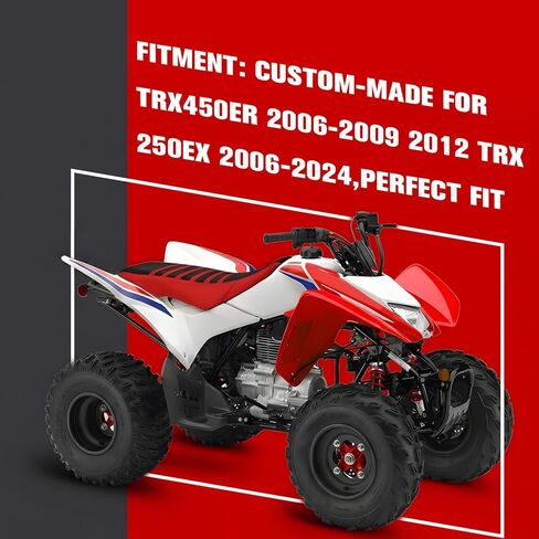 غطاء مقعد ATV غير قابل للانزلاق ناعم مقاوم للماء لـ TRX450ER 2006-2009 2012 TRX 250EX 2006-2024، جلد عالي المرونة in Kuwait
