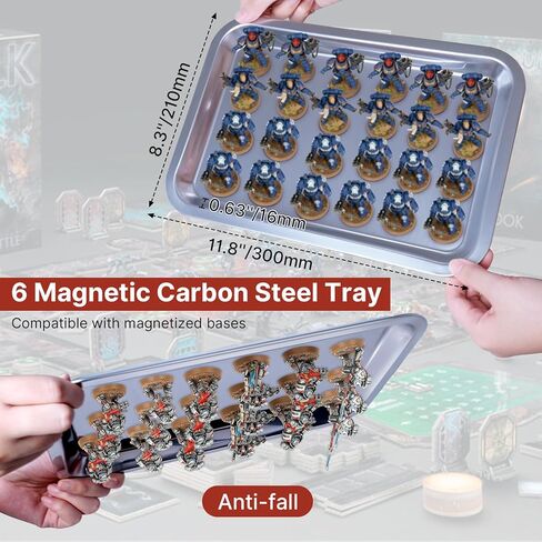 Miniature Display Case with 6 Removable Trays, Wooden Collectibles Storage Box with Clear Lid, Portable Miniatures Organizer for Tabletop Figurines & Models in Saudi Arabia