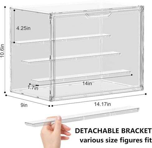 Acrylic Display Case for Collectibles 2 Pack 4 Layer Adjustable Figure Display Cases Large Clear Stackable Figurine Case Box with Magnetic Door & Shelves Hobby Showcase Display Box in Kuwait
