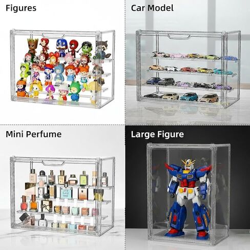 Acrylic Display Case for Collectibles 2 Pack 4 Layer Adjustable Figure Display Cases Large Clear Stackable Figurine Case Box with Magnetic Door & Shelves Hobby Showcase Display Box in Kuwait