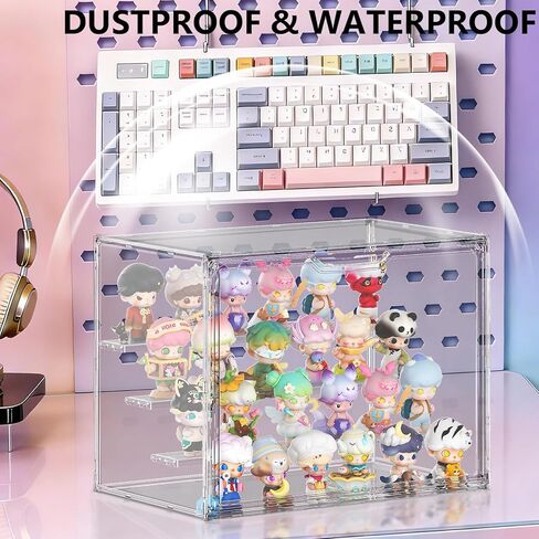 Acrylic Display Case for Collectibles 2 Pack 4 Layer Adjustable Figure Display Cases Large Clear Stackable Figurine Case Box with Magnetic Door & Shelves Hobby Showcase Display Box in Kuwait