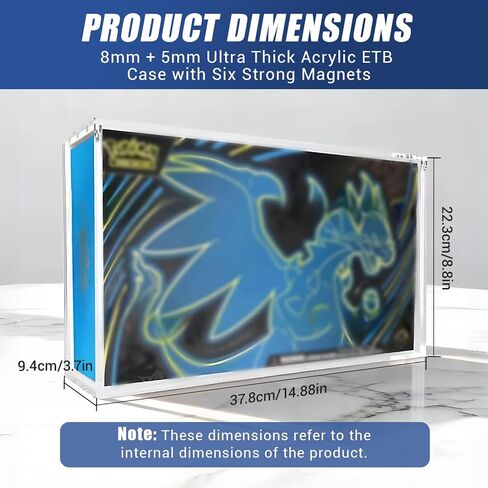 Magnetic Acrylic Display Case for 151 UPC, 8mm+5mm Ultra Thick Protective Case with Magnetic Lid for Mega Charizard EX Ultra-Premium Collection UPC, Dustproof & UV Protection Storage Protector in Saudi Arabia