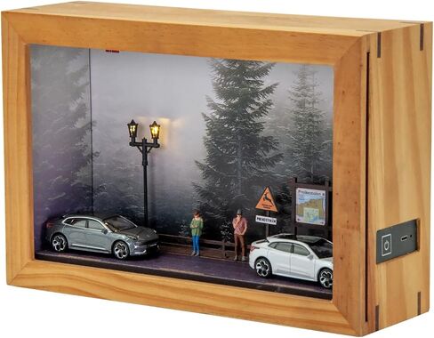 Forest Diorama 1/64 Scale Diecast Wooden Acrylic Display Case Forest Scene Wall Mount Model Cars Showcase for Toy Cars Dolls Storage in Saudi Arabia