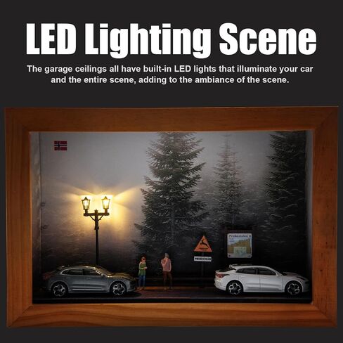 Forest Diorama 1/64 Scale Diecast Wooden Acrylic Display Case Forest Scene Wall Mount Model Cars Showcase for Toy Cars Dolls Storage in Saudi Arabia
