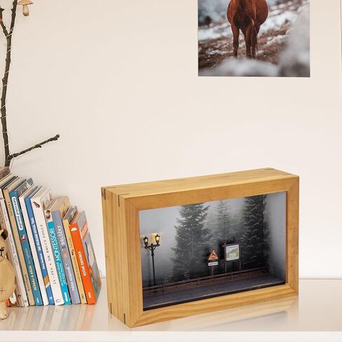 Forest Diorama 1/64 Scale Diecast Wooden Acrylic Display Case Forest Scene Wall Mount Model Cars Showcase for Toy Cars Dolls Storage in Saudi Arabia