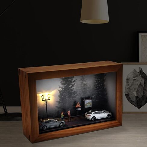 Forest Diorama 1/64 Scale Diecast Wooden Acrylic Display Case Forest Scene Wall Mount Model Cars Showcase for Toy Cars Dolls Storage in Saudi Arabia