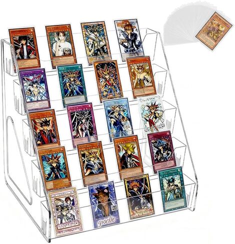 5 Tier Card Display Shelf, Acrylic Trading Card Display Stand Graded Card Display Stand with 40 Pcs Photocard Sleeves, Versatile Display Holders for PSA BGS SGC Slabs, Sports Cards, Greeting Card in Saudi Arabia