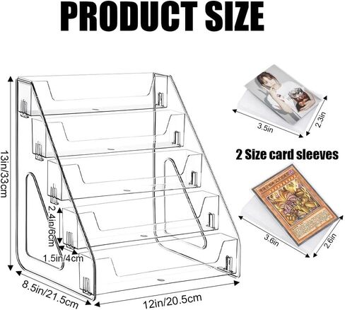 5 Tier Card Display Shelf, Acrylic Trading Card Display Stand Graded Card Display Stand with 40 Pcs Photocard Sleeves, Versatile Display Holders for PSA BGS SGC Slabs, Sports Cards, Greeting Card in Saudi Arabia