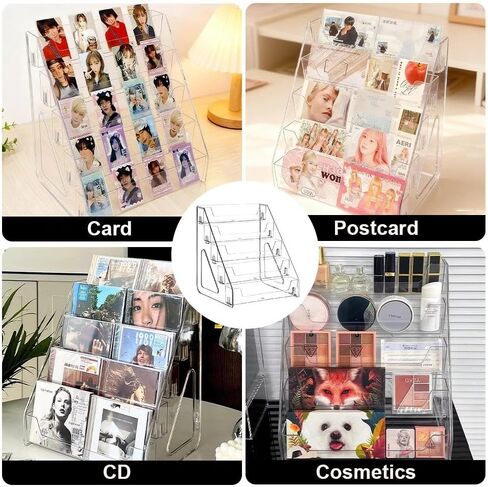 5 Tier Card Display Shelf, Acrylic Trading Card Display Stand Graded Card Display Stand with 40 Pcs Photocard Sleeves, Versatile Display Holders for PSA BGS SGC Slabs, Sports Cards, Greeting Card in Saudi Arabia