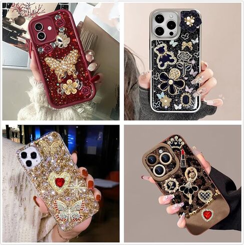 Junk Case Charms,Red & Black Bow Flower Charm for Phone Cases,3D Gold Butterfly Rhinestone Junk Case Kit, Elegant Heart Rose Bear Big Charms,Bling Flat Back Junk Charm Kit for Junk Socks, Shoes, Phone Cases, Bracelets & Customizing DIY Craft Accessories in Saudi Arabia