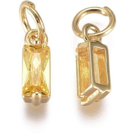 KitBeads 20pcs Micro Pave Rhinestone Charms Rectangle Real Gold Plated Cubic Zirconia Birthstone Charm for Jewelry Making Bracelets Bulk in Kuwait