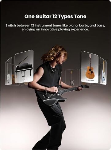 AeroBand Smart Guitar, Travel Silent Guitar With Detachable Fretboard and Bag, Headphone Jack, MIDI Guitar For Adults, Teenagers(2024 Update) in Saudi Arabia