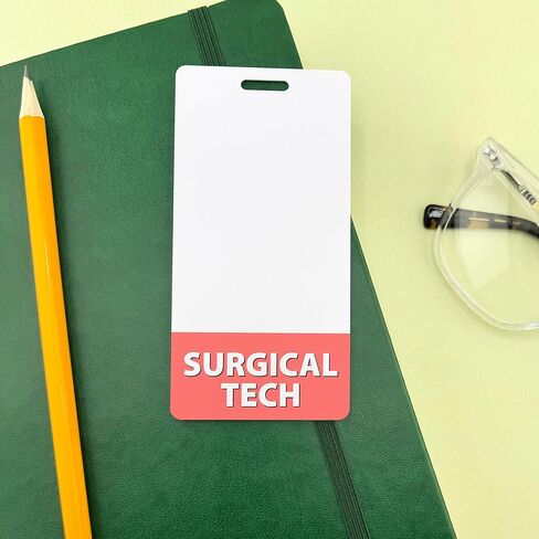 Surgical Tech Badge Buddy Vertical Coral Pink Heavy Duty 1 Pc - Elevate Your Style with Our Nurse Practitioner Badge Buddy - Spill & Tear Proof - Double Sided Made in USA in Kuwait