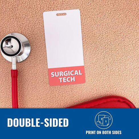 Surgical Tech Badge Buddy Vertical Coral Pink Heavy Duty 1 Pc - Elevate Your Style with Our Nurse Practitioner Badge Buddy - Spill & Tear Proof - Double Sided Made in USA in Kuwait