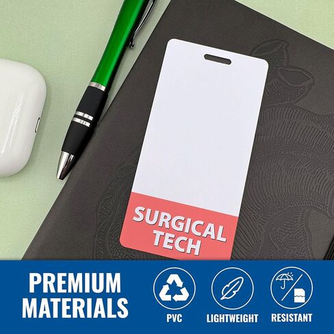 Surgical Tech Badge Buddy Vertical Coral Pink Heavy Duty 1 Pc - Elevate Your Style with Our Nurse Practitioner Badge Buddy - Spill & Tear Proof - Double Sided Made in USA in Kuwait