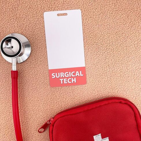 Surgical Tech Badge Buddy Vertical Coral Pink Heavy Duty 1 Pc - Elevate Your Style with Our Nurse Practitioner Badge Buddy - Spill & Tear Proof - Double Sided Made in USA in Kuwait