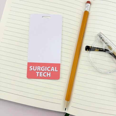 Surgical Tech Badge Buddy Vertical Coral Pink Heavy Duty 1 Pc - Elevate Your Style with Our Nurse Practitioner Badge Buddy - Spill & Tear Proof - Double Sided Made in USA in Kuwait