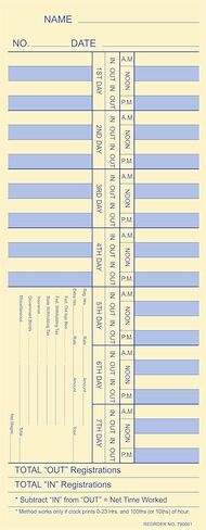 7-90001 Time Cards, 600 Count, Made In USA, Use With All Side Punch Time Clocks, Weekly, 1-Sided, 3 1/2 x 9, Manila Card Stock, Blue Print in Kuwait