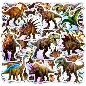 100pcs Holographic Dinosaur Waterproof Vinyl Stickers - Cool Dino Decor & Party Favors for Laptop, Water Bottle, Classroom in Saudi Arabia