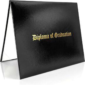 Diploma Holder 8.5 x 11 Black - Faux Leather Diploma Cover Folder Book - Graduation Certificate Case - Protective Professional Document High School Diploma Certificate 8.5" x 11" in Saudi Arabia