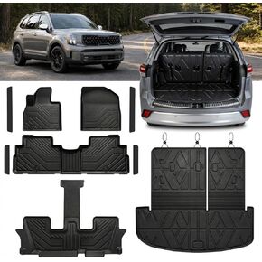 TPE Floor Mats Set for Kia Telluride 2027 7/8-Seat, All Weather TPE Custom Fit Floor Liners & Cargo Liner & Backrest Mats (Not for Hybrid), Car Floor Mats Accessorie, Black in Saudi Arabia