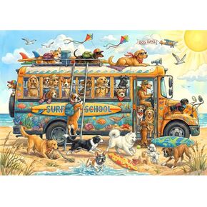 Puzzles for Kids Ages 6-8 8-10 10-12 - 200 Piece Jigsaw Puzzles for Kids Aged 6 to 12 - Dogs On The Beach Surf Fun Animal Puzzle - Colorful Children Puzzles for Girls and Boys Educational Toys in Saudi Arabia