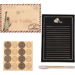 Elegant letter writing set: 8 Floral Print Airmail Envelopes, 10A5Sheets, 16 Sealing Stickers, 1 Gold Pen Love Botanical Theme Party Invitation (White flower print set) in Saudi Arabia