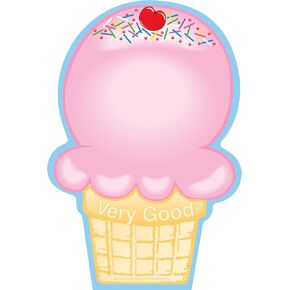 SHAPES ETC. Large Ice Cream Cone Notepad 5.5in, Cute Notes, Summer Bulletin Board Decor, Teacher Supplies, Stationery, Memos, Reminders, Messages, To-Do Lists, Staff Appreciation Notes, Made in USA in Kuwait