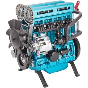 FunXylophy Mini L4 Engine Model Kit that Runs, 3D Metal Turbocharged Inline-Four Car Engine, Engine Internal Combustion Model, Physics Experiment Set for Adult (364+PCS/Blue) in Saudi Arabia