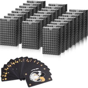 Zubebe 24 Decks Waterproof Playing Cards Plastic Black Gold Waterproof Poker Cards Luxury Playing Cards for Adults, Washable, Use for Party and Game in Kuwait