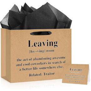 Wauprant Funny Coworker Leaving Gift Bag with Wrapping Tissue Paper & Card Large Rude That You're Leaving But Ok Wrap Bag Going Away Farewell Party Supplies for Women Men Retirement Goodbye New Job in Saudi Arabia