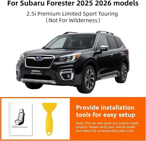 أغطية مقاعد Ranaya المخصصة لسيارة Toyota Subaru Forester 2025–2026 (ليست مخصصة للحياة البرية) 2.5i، محدودة، ممتازة، رياضية، للتجول، مجموعة كاملة من الجلد المقاوم للماء، صديقة للحيوانات الأليفة والأطفال (أسود) in Kuwait