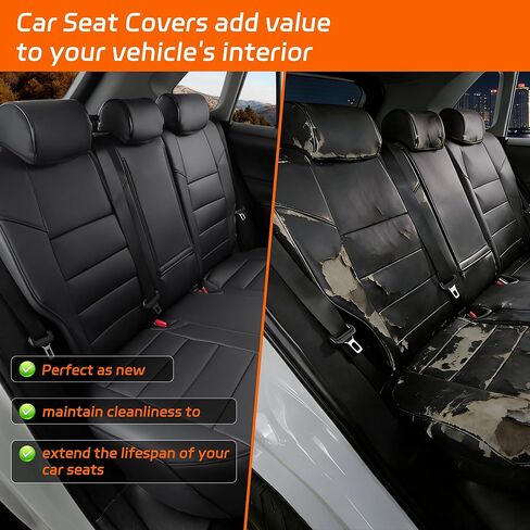 أغطية مقاعد Ranaya المخصصة لسيارة Toyota Subaru Forester 2025–2026 (ليست مخصصة للحياة البرية) 2.5i، محدودة، ممتازة، رياضية، للتجول، مجموعة كاملة من الجلد المقاوم للماء، صديقة للحيوانات الأليفة والأطفال (أسود) in Kuwait