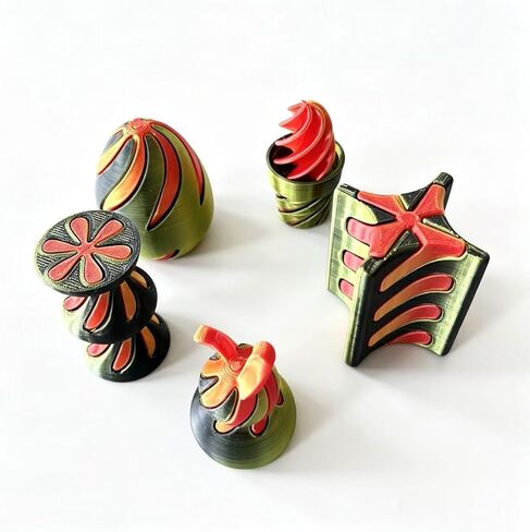 6 Pack 3D Printed Spiral Cone Fidget Toys, Pyramid & Cone Stress Relief Sensory Toys, Anxiety Relief Desk Fidget Set for Kids & Adults, Relaxing Hand Toys (Rose Red) in Saudi Arabia