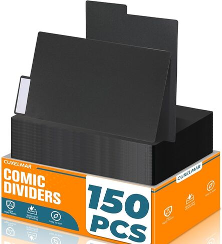 Black Comic Dividers - 20 Pack Soft Lightweight Polyethylene Plastic Dividers | Organize Comics Efficiently in Storage Boxes | Write-On Index Tab in Saudi Arabia