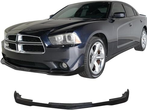 IKON MOTORSPORTS، الشفة الأمامية الممتصة للصدمات متوافقة مع 2011-2014 دودج تشارجر RT SXT SE، IKON Style Front Lip Spoiler Bodykit غير مطلي باللون الأسود PU بولي يوريثان، 2012 2013 in Kuwait