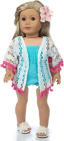18 Inch Doll Clothes and Accessories, Doll Swimming Outfit Including Swimsuits Hat Sunglasses Garland Handbag Swimming Ring (Not Include Doll) in Saudi Arabia
