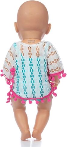 18 Inch Doll Clothes and Accessories, Doll Swimming Outfit Including Swimsuits Hat Sunglasses Garland Handbag Swimming Ring (Not Include Doll) in Saudi Arabia