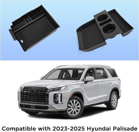 2 قطعة صينية تنظيم وحدة التحكم المركزية لملحقات Hyundai Palisade 2023-2025 مع صينية تخزين مسند الذراع لملحقات Palisade حامل صندوق درج التخزين الداخلي in Kuwait