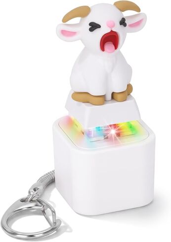 Squeaking Goat Keyboard Fidget Toys for Adults Rechargeable Keyboard Clicker Keychain with Scream Sound and LED Light for ASMR Desk Office Gag Gifts (White) in Saudi Arabia