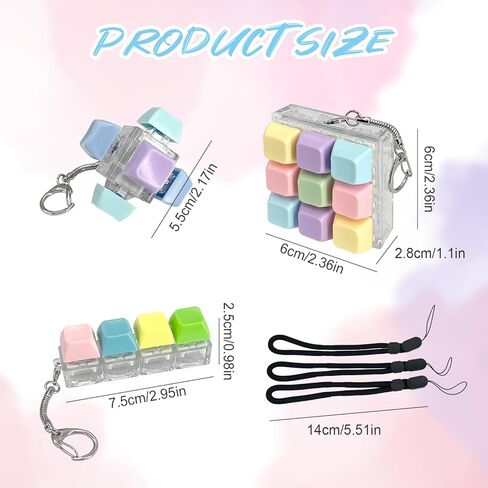 Keyboard Fidget, 3 Pack Macaron Color Clicker Keychain - Clicky Switch Sensory Keyboard for Anxiety Stress Relief, Portable Fidget Clicker for Adults in Kuwait