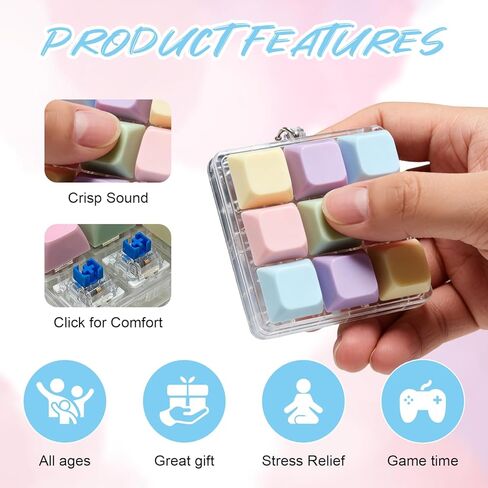 Keyboard Fidget, 3 Pack Macaron Color Clicker Keychain - Clicky Switch Sensory Keyboard for Anxiety Stress Relief, Portable Fidget Clicker for Adults in Kuwait